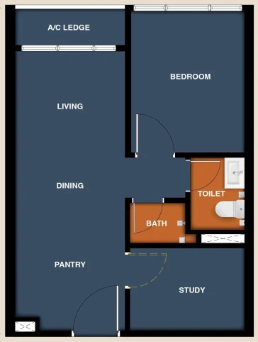 Maba Suitez Type B 484sqft 1+1 floor plan